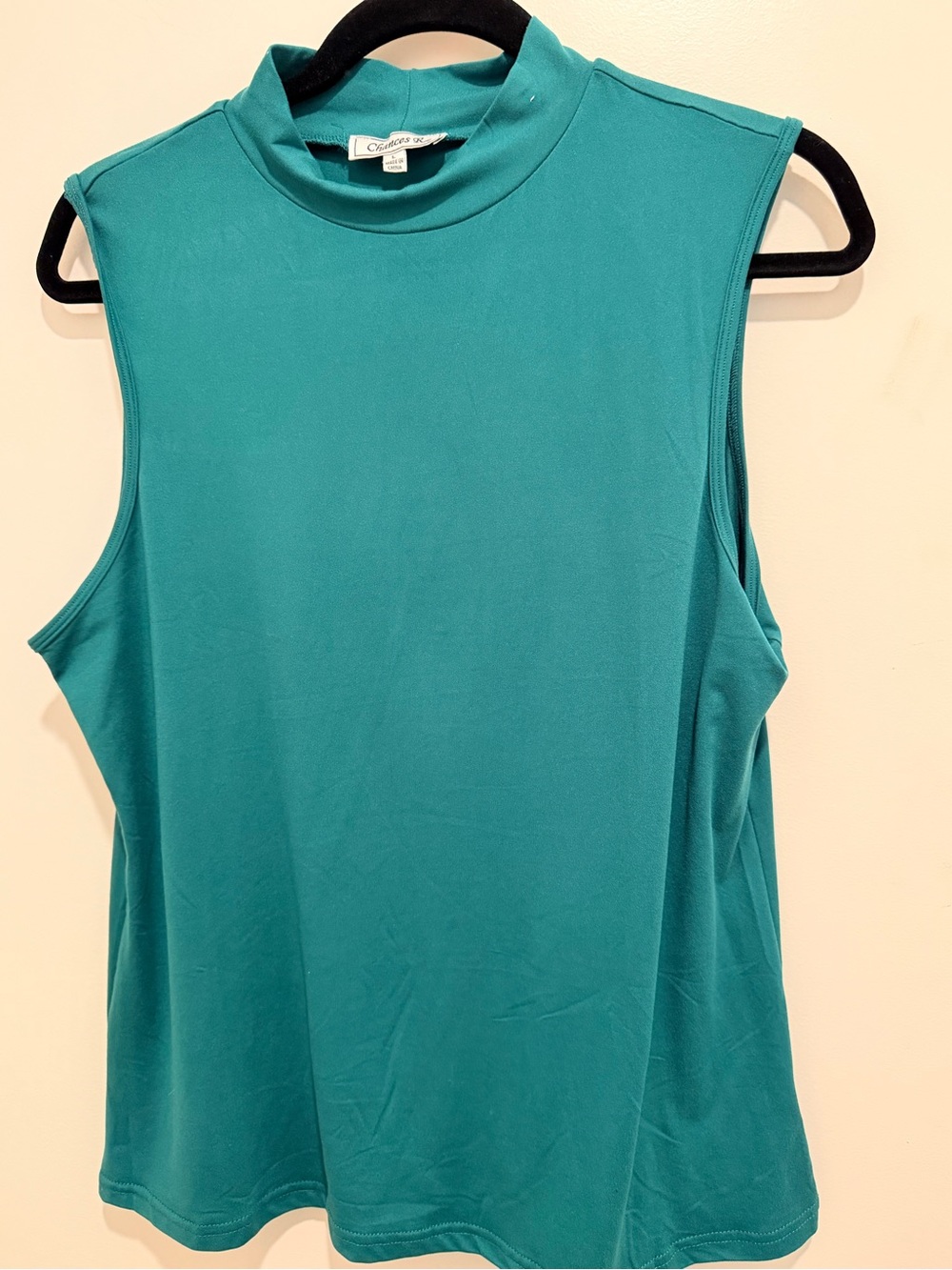 Casual Mock Neck Sleeveless Top in Teal